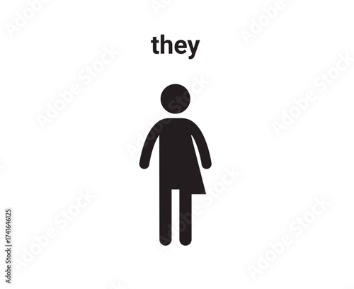Gender they sign concept. Word they written with unisex or transgender icon. 