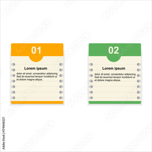 Business infographic with  steps using note paper design and icons