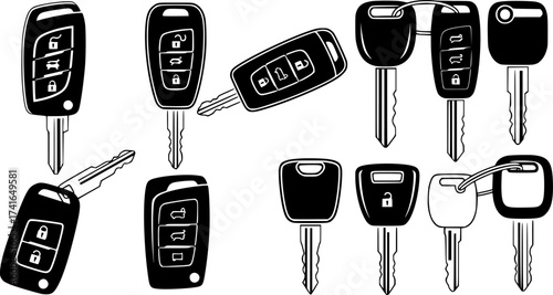 Set of car key vector icon