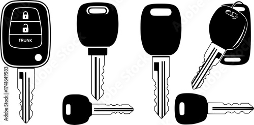 Set of car key vector icon