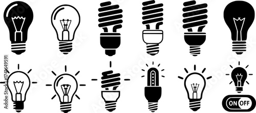 Set of light bulb vector icon
