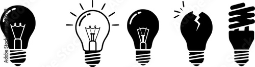 Set of light bulb vector icon