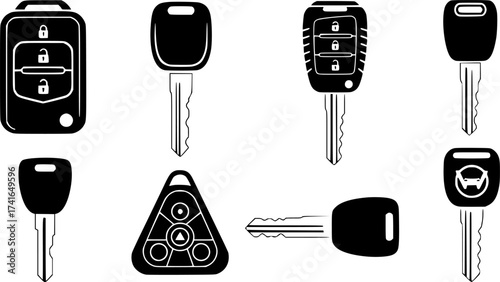 Set of car key vector icon
