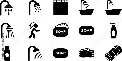 Set of shower vector icon