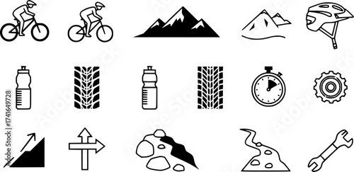 Set of mountain bike vector icon