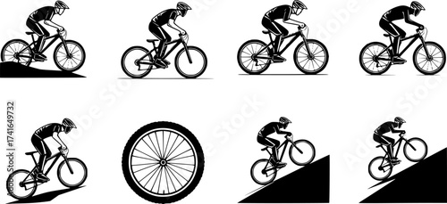 Set of mountain bike vector icon