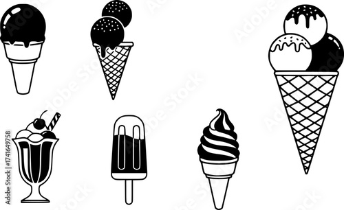 Set of ice cream vector icon