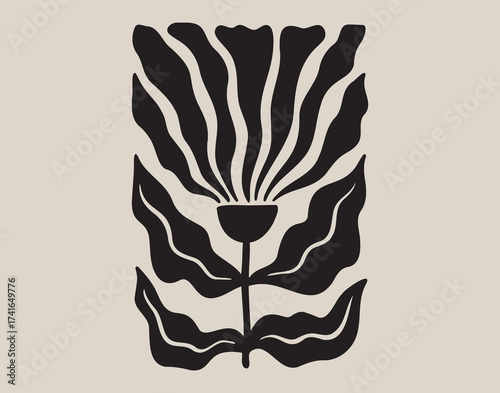 Foto Cute flower abstract poster monochromatic Matisse style