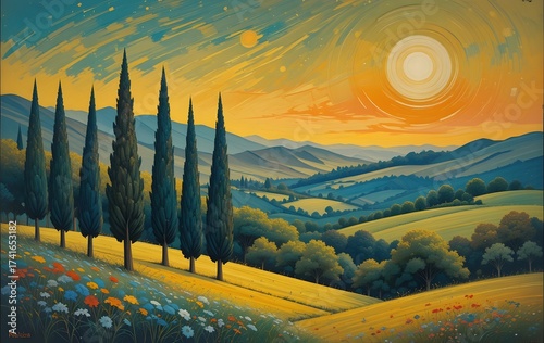 sunset in the mountains