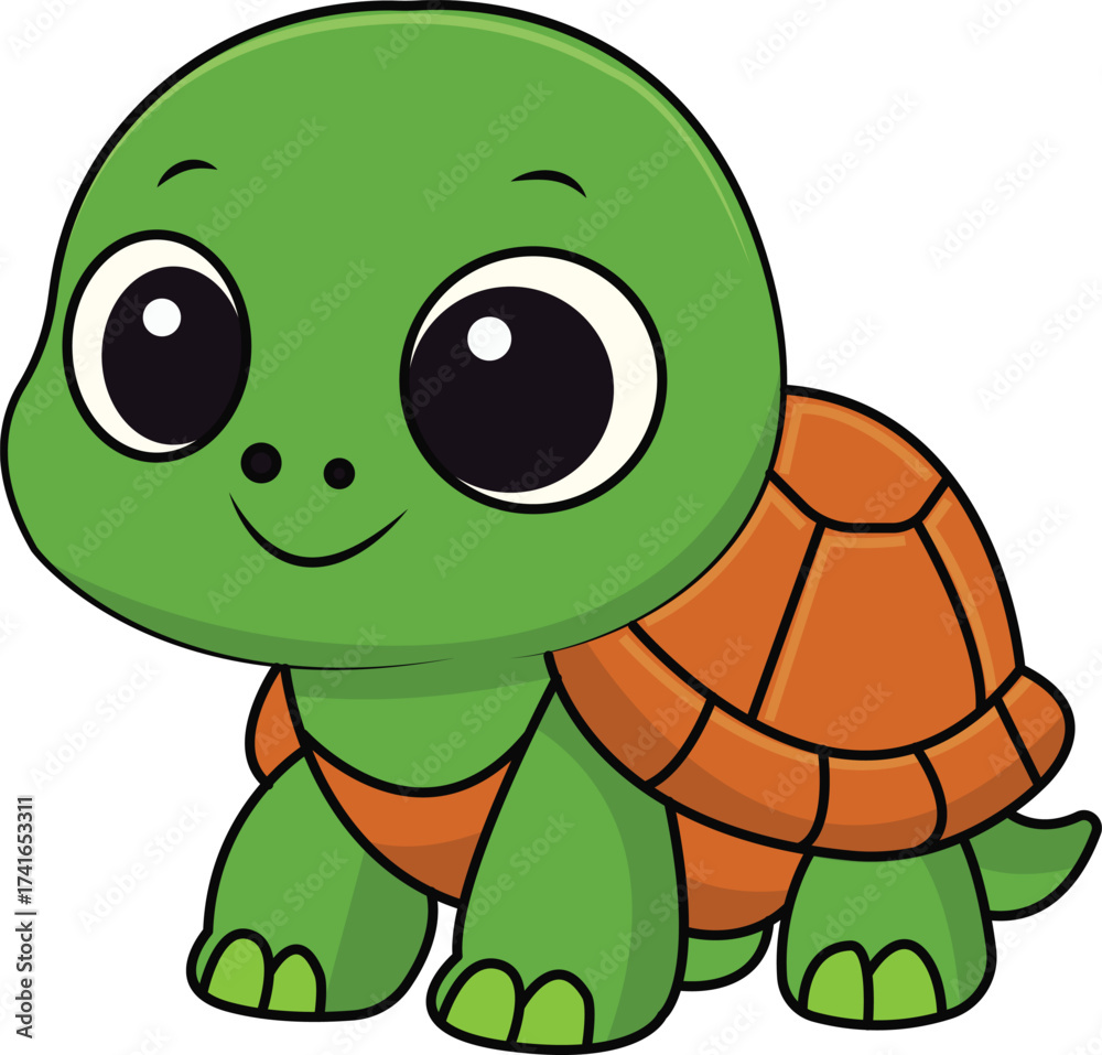 Fototapeta premium Cute Kawaii Turtle Clipart ESP File
