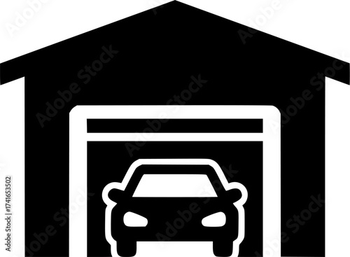 car garage glyph flat vector icon