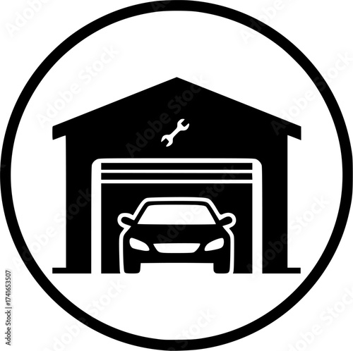 car garage glyph flat vector icon