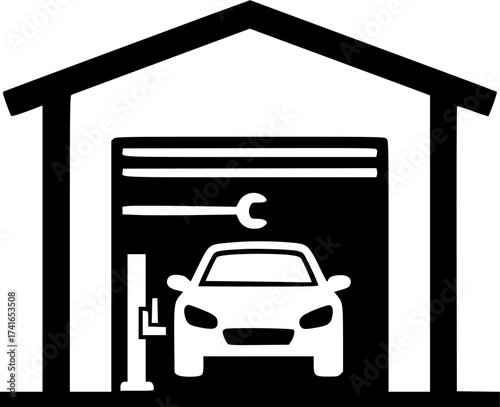 car garage glyph flat vector icon