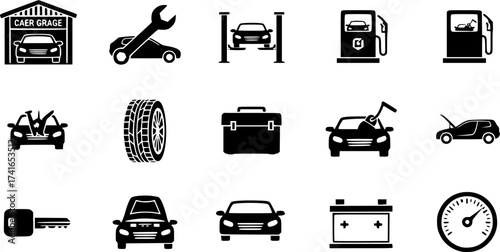 car garage glyph flat vector icon