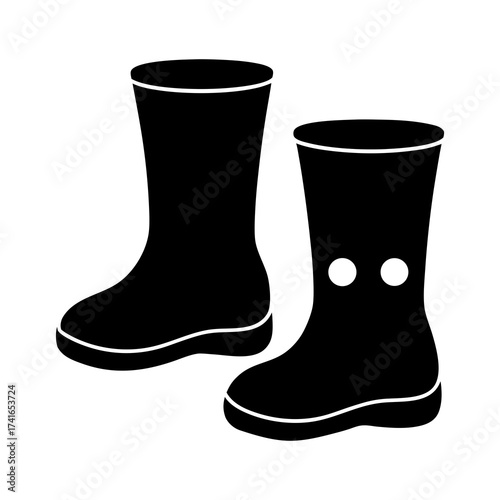 Santa boot silhouette vector on white background