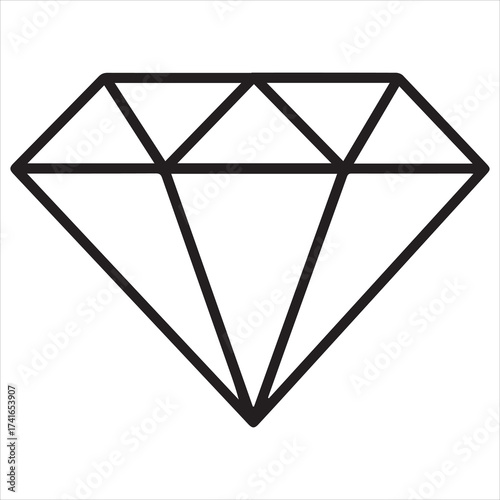 Simple outline of a brilliant cut diamond gemstone

