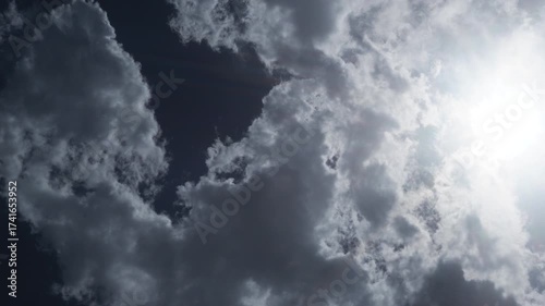 Blue sky. Beautiful Cumulus clouds flying across the sky, Beautiful natural clouds move quickly across the sky, deep blue sky
