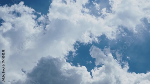 Blue sky. Beautiful Cumulus clouds flying across the sky, Beautiful natural clouds move quickly across the sky, deep blue sky
