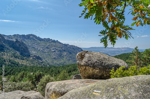 Landscape in La Pedriza, a large granite batholith in the Guadarrama Mountains, Spain