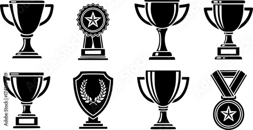 Set of trophy vector icon