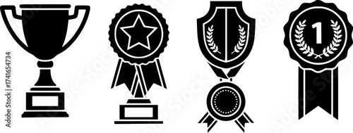 Set of trophy vector icon