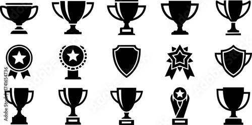 Set of trophy vector icon
