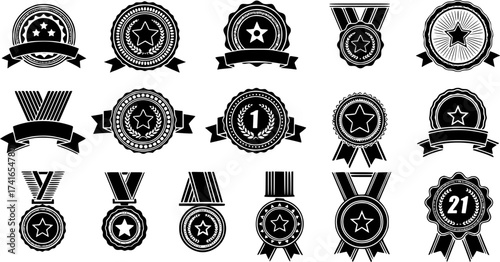 Set of medal vector icon