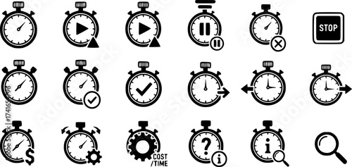 Set of stopwatch vector icon