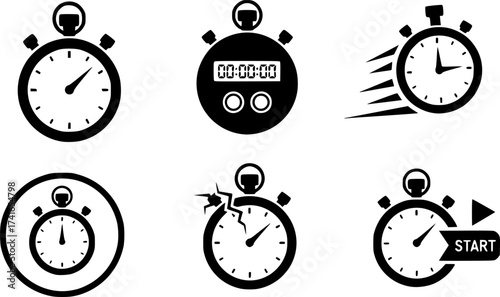 Set of stopwatch vector icon