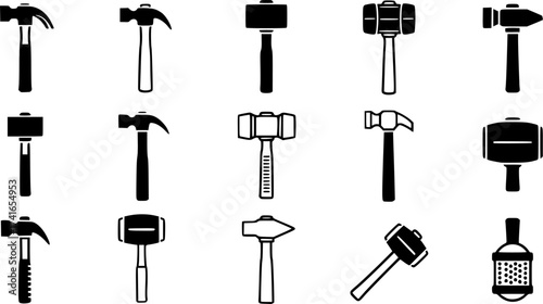 Set of hammer vector icon