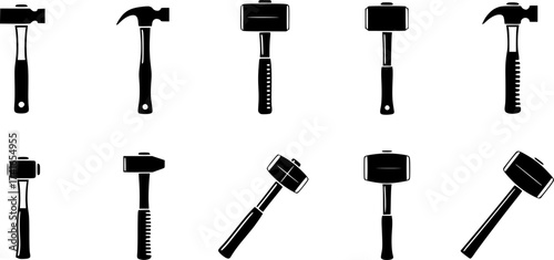 Set of hammer vector icon
