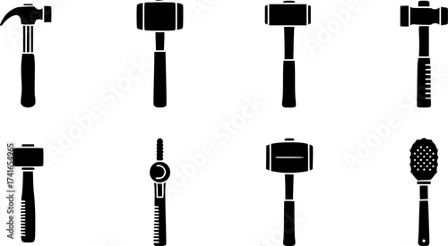 Set of hammer vector icon
