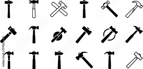 Set of hammer vector icon