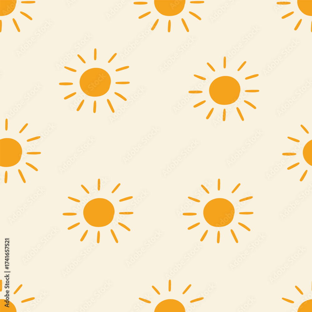 Fototapeta premium Seamless pattern with bright suns on a light background