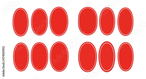 Visual comparison of elliptical shapes with subtle variations in curvature and proportion arranged in two distinct rows and columns demonstrating geometric study
