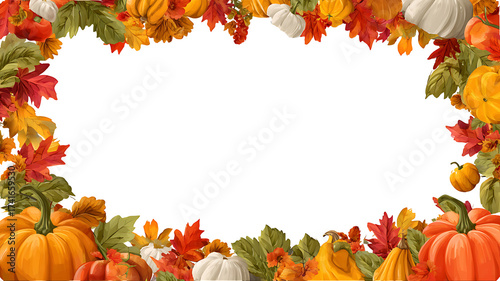 Beautiful frame autumn leaves. Watercolor handpainted illustration. Isolated on white background. Can be used in greeting card, halloween invitation, thanksgiving day, design, wallpaper, 