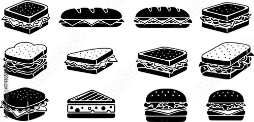 Set of sandwich vector icon