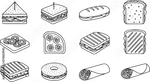 Set of sandwich vector icon