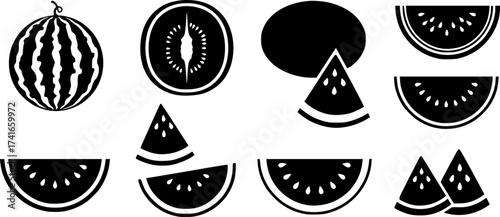 Set of watermelon vector icon