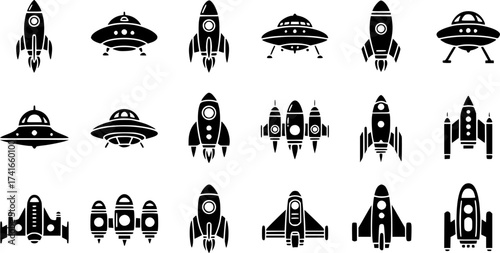 Set of rocket vector icon