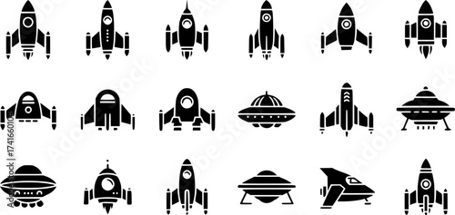 Set of rocket vector icon