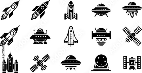 Set of rocket vector icon