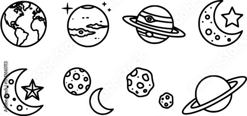 Set of planet vector icon