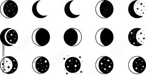 Set of moon vector icon