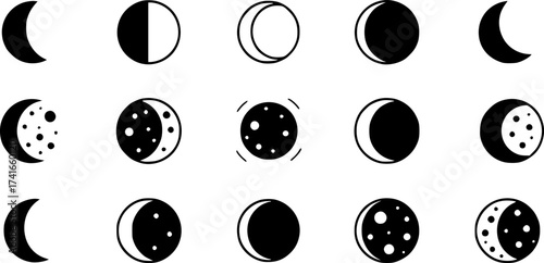 Set of moon vector icon