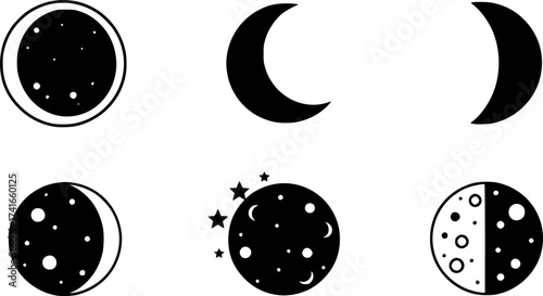 Set of moon vector icon