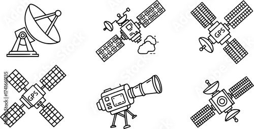 Set of satellite vector icon