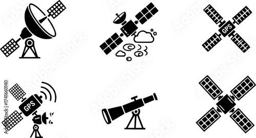 Set of satellite vector icon
