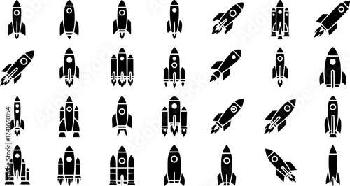 Set of rocket vector icon