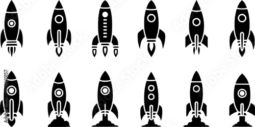 Set of rocket vector icon